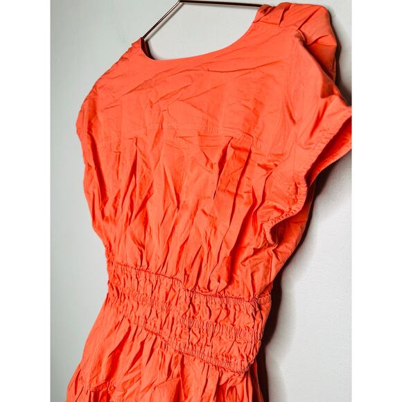 DEREK LAM COLLECTIVE Orange Smocked Hourglass Tie Waist Mini Dress Size 44 - Picture 9 of 15